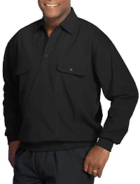 Long-Sleeve Mesh Panel Banded-Hem Shirt
