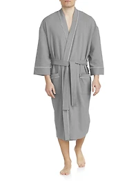 Waffle-Knit Kimono Robe