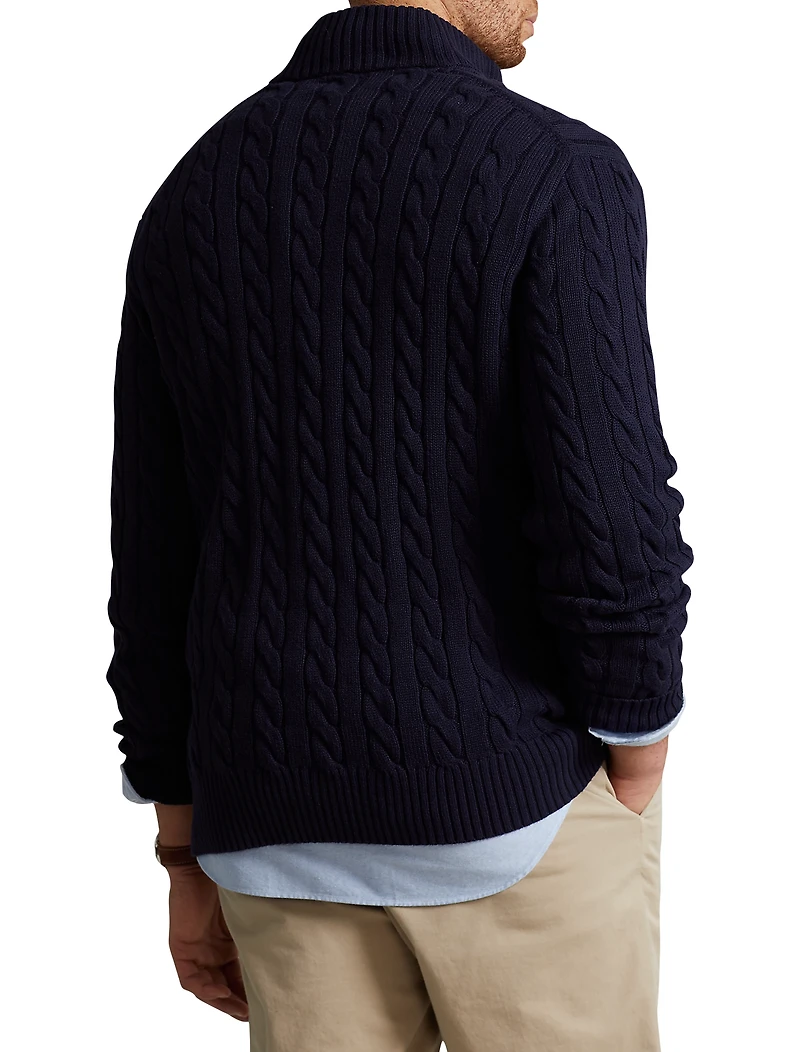 Cable Knit Cotton 1/4-Zip Sweater
