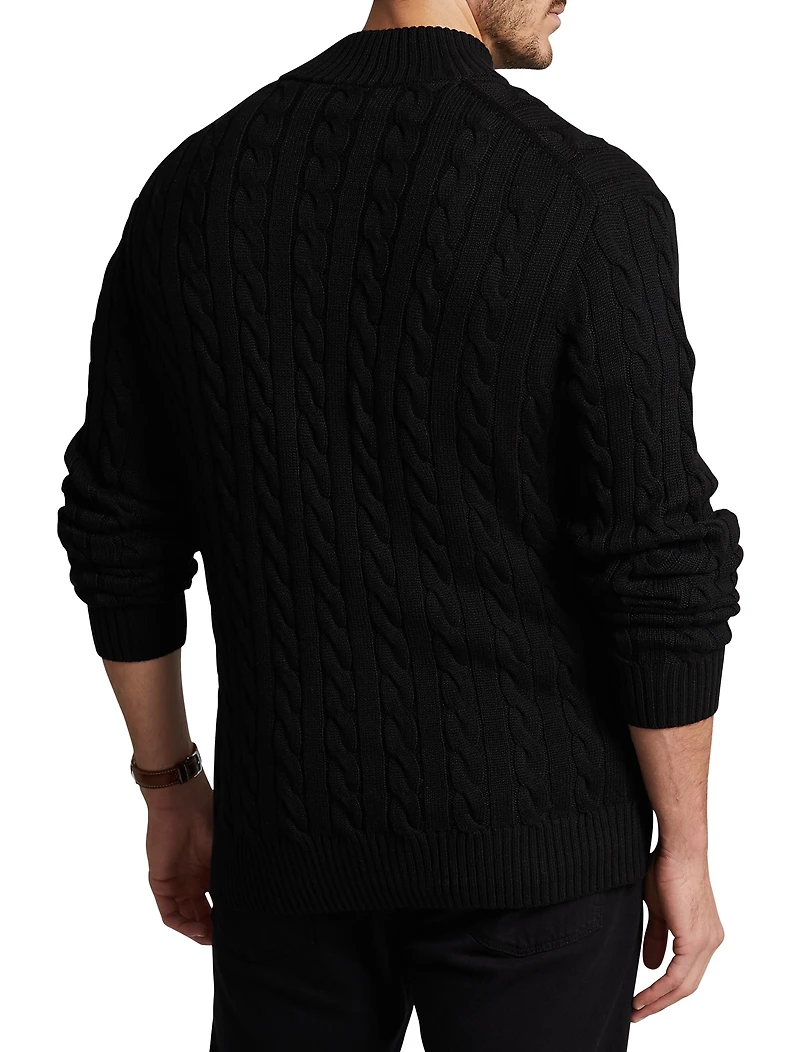 Cable Knit Cotton 1/4-Zip Sweater