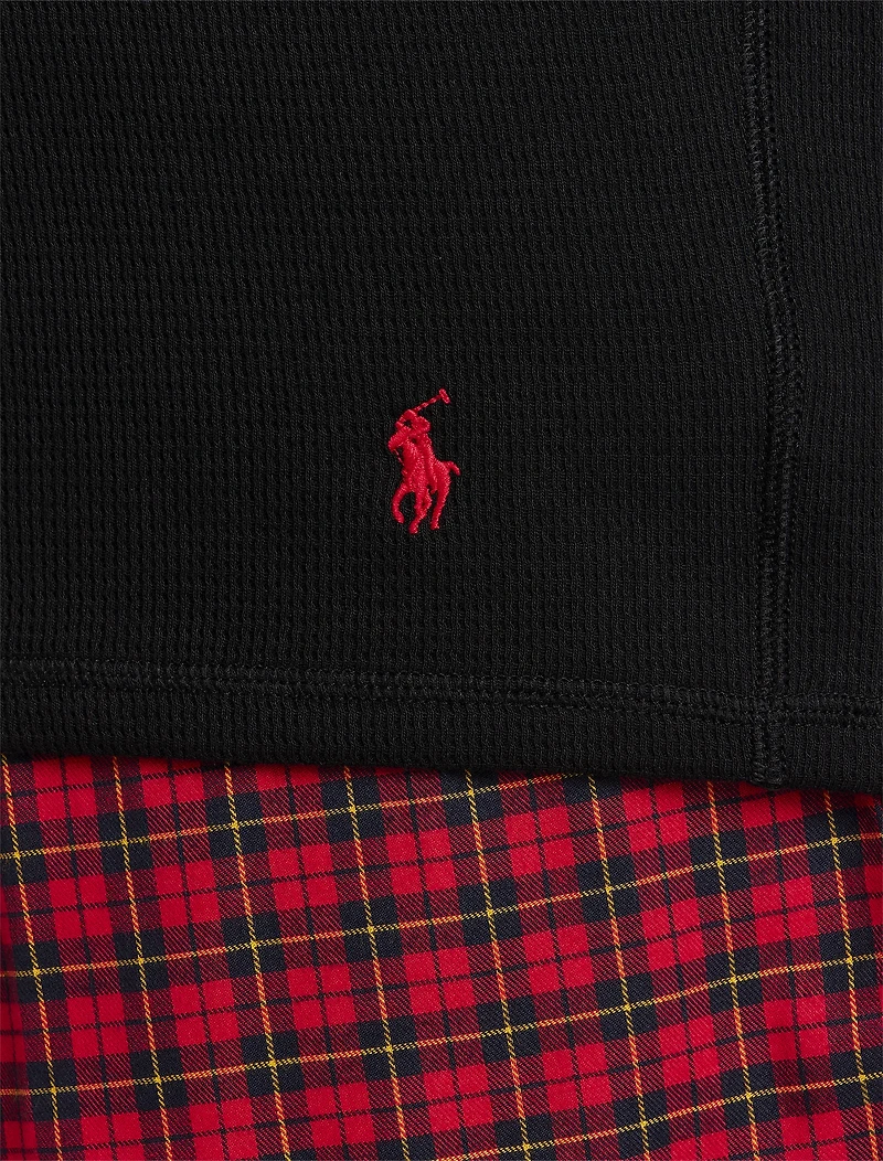 Script Waffle-Knit Sleep Top