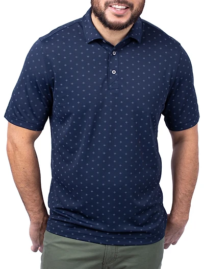 Virtue Eco Pique Tile Print Polo Shirt