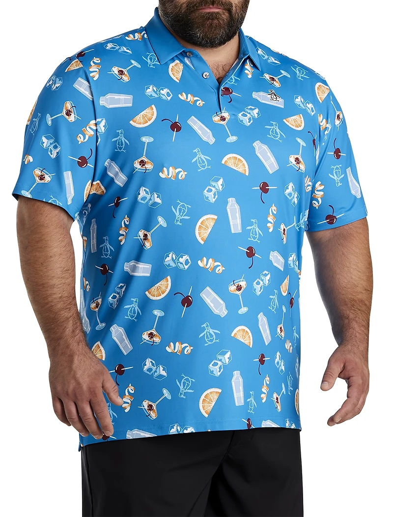 Oversized Cocktail Printed Golf Polo Shirt