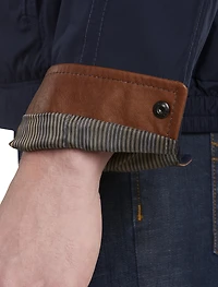 Leather-Trim Microfiber Bomber Jacket