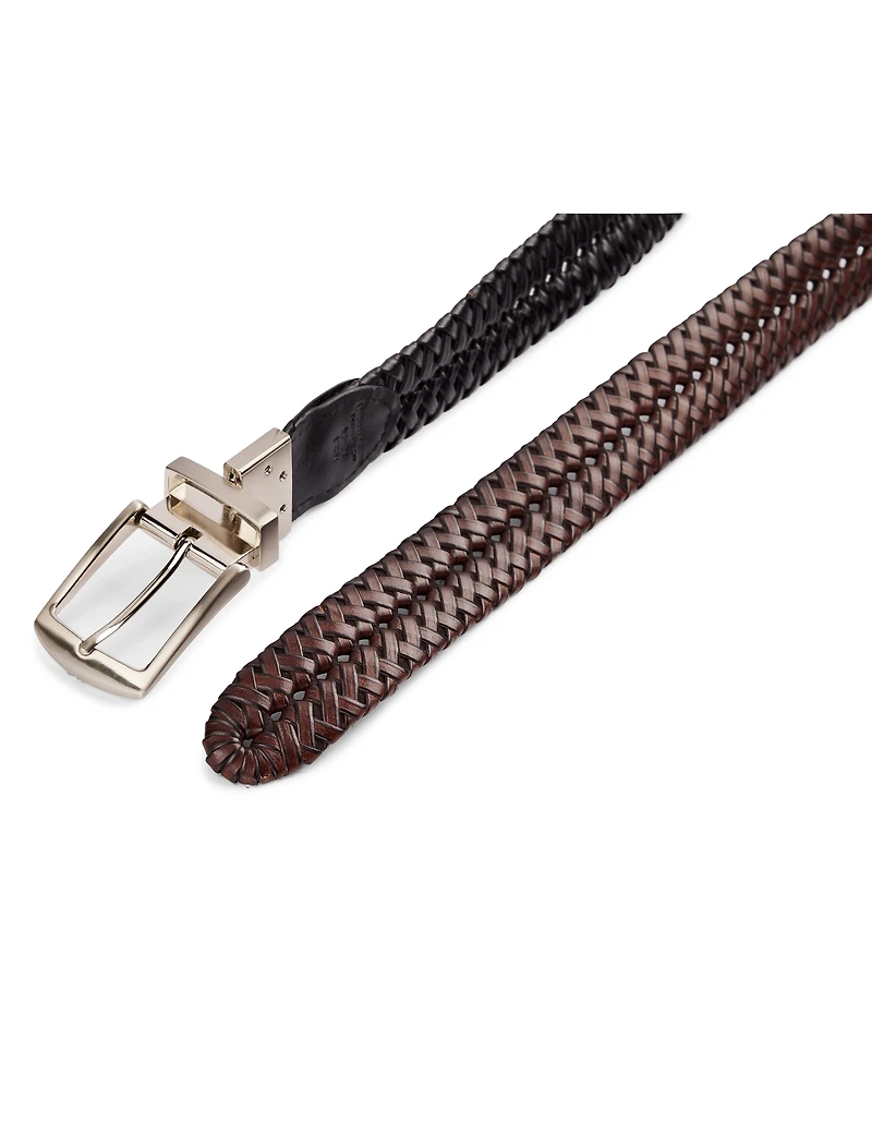 Reversible Braided Faux-Leather Belt
