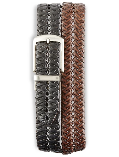 Reversible Braided Faux-Leather Belt
