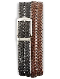 Reversible Braided Faux-Leather Belt