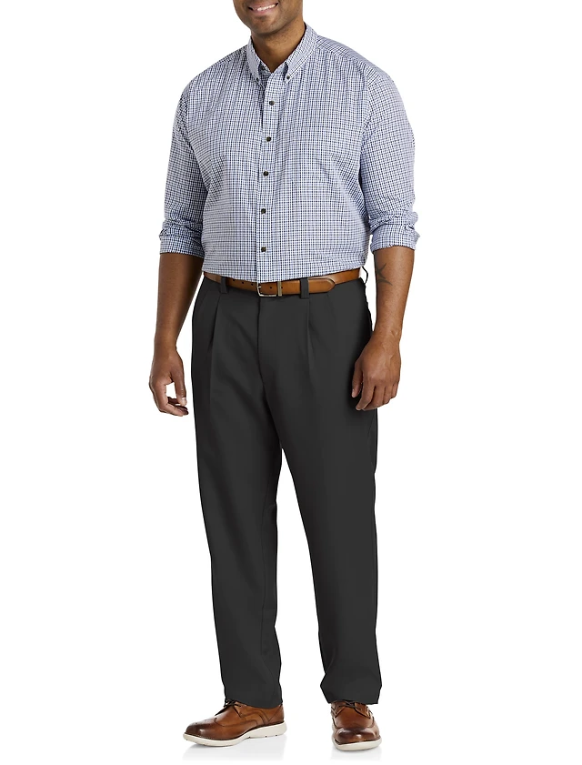 Waist-Relaxer Pleated Microfiber Pants