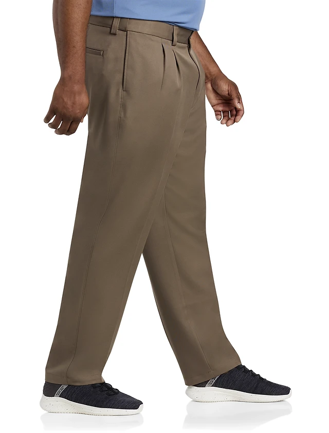 Waist-Relaxer Pleated Microfiber Pants