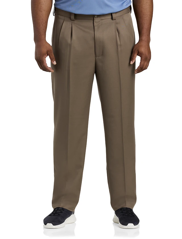 Waist-Relaxer Pleated Microfiber Pants