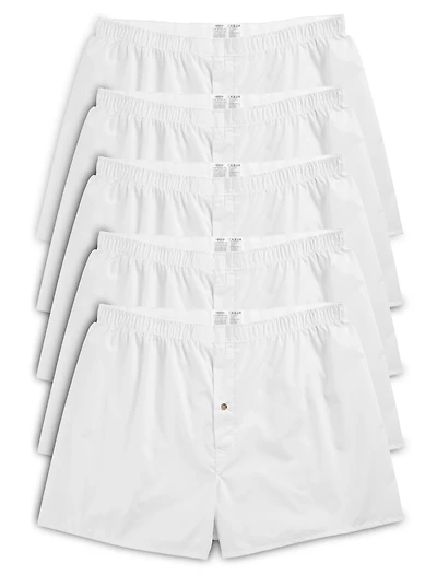 5-pk White Woven Boxers