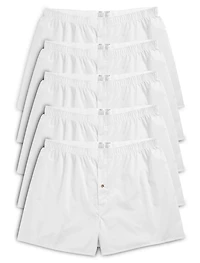 5-pk White Woven Boxers