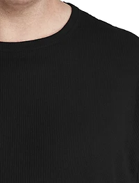Long-Sleeve Waffle-Knit Crewneck Tee