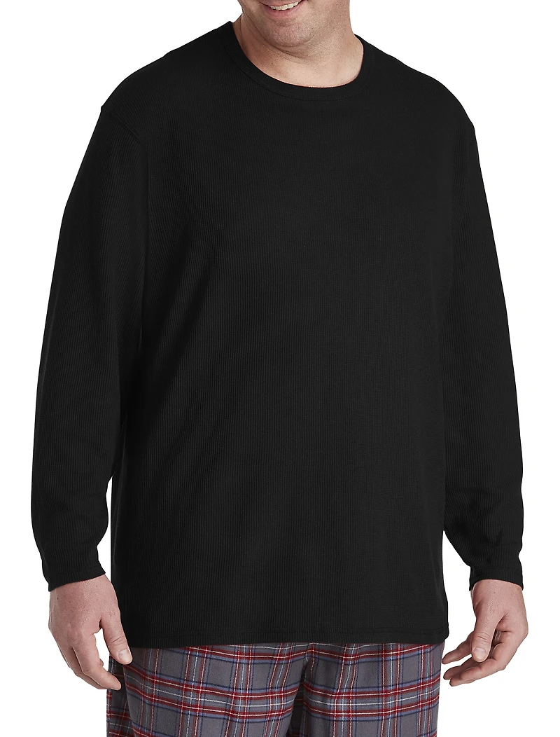 Long-Sleeve Waffle-Knit Crewneck Tee