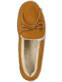 Pile-Lined Suede Moccasin Slippers