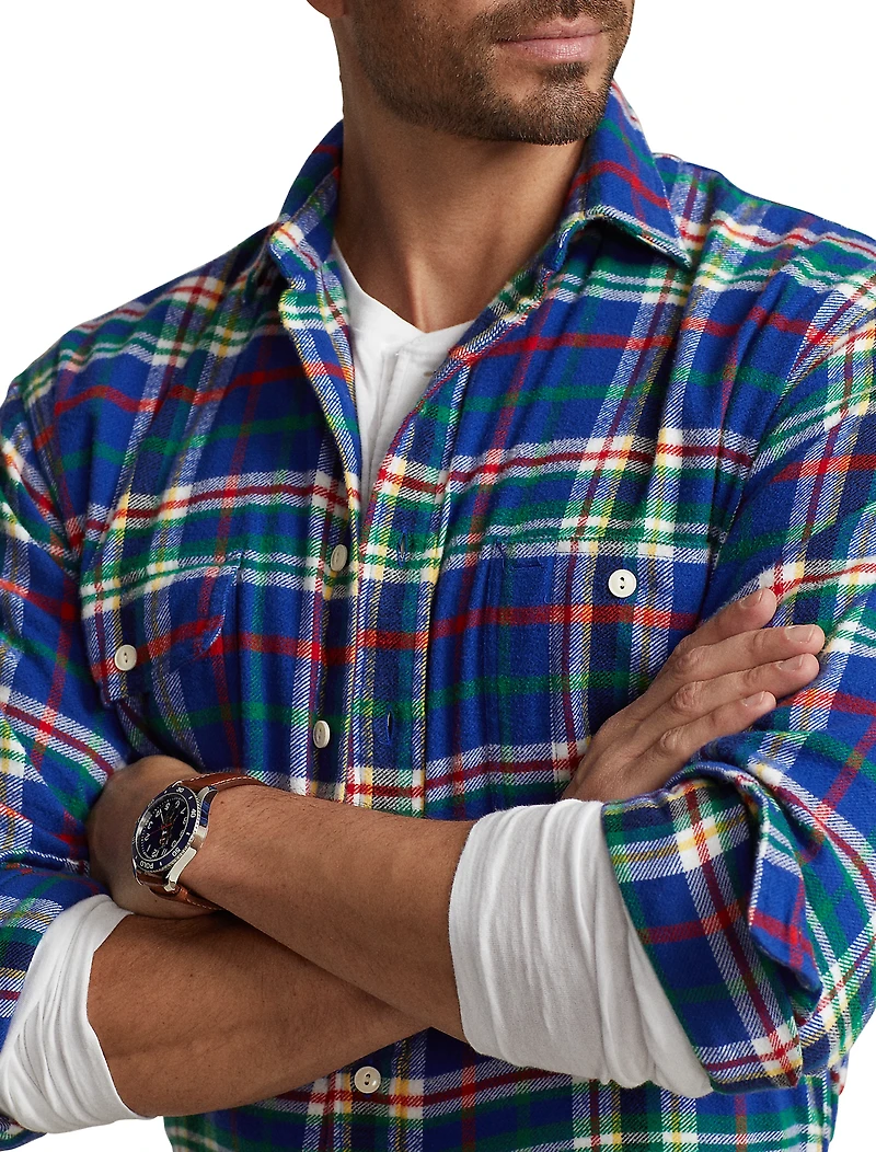 Multi Plaid Flannel Sport Shirt