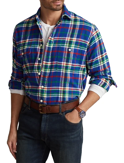 Multi Plaid Flannel Sport Shirt