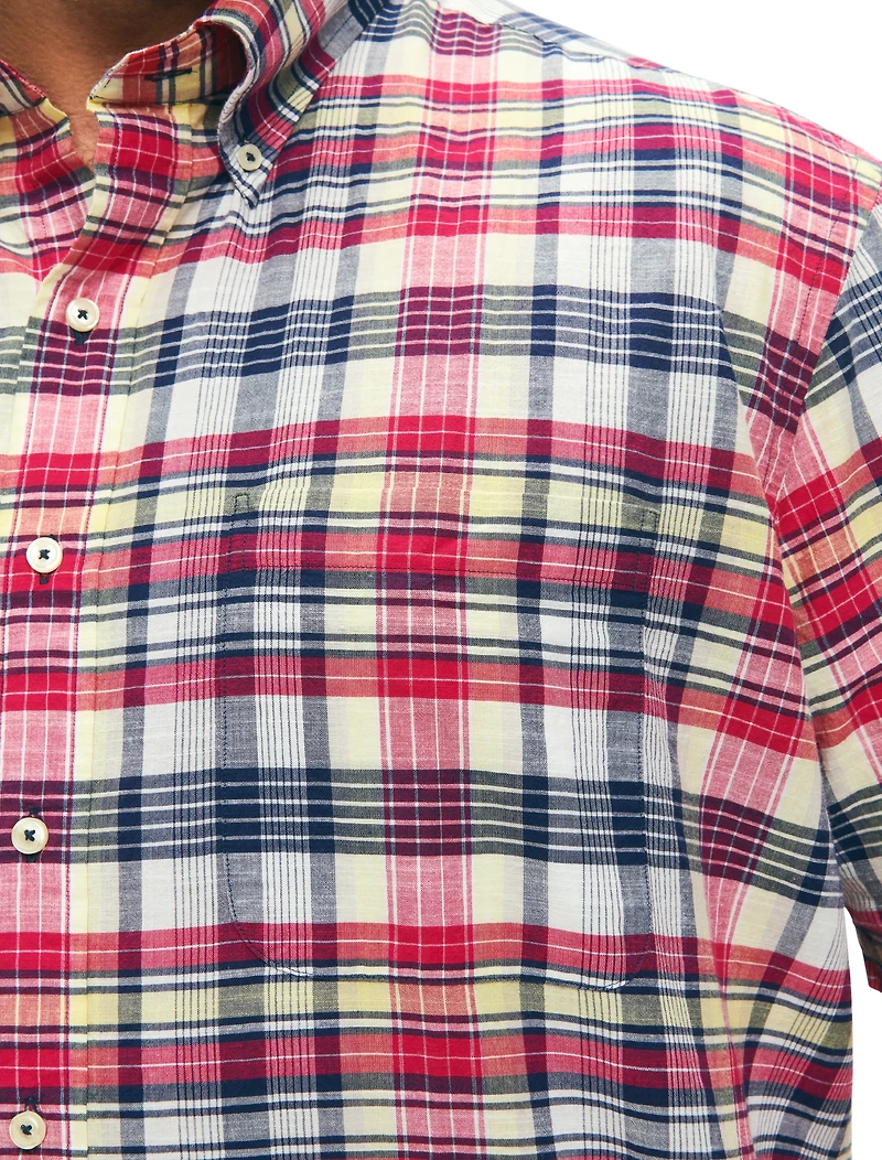 Non-Iron Madras Plaid Sport Shirt