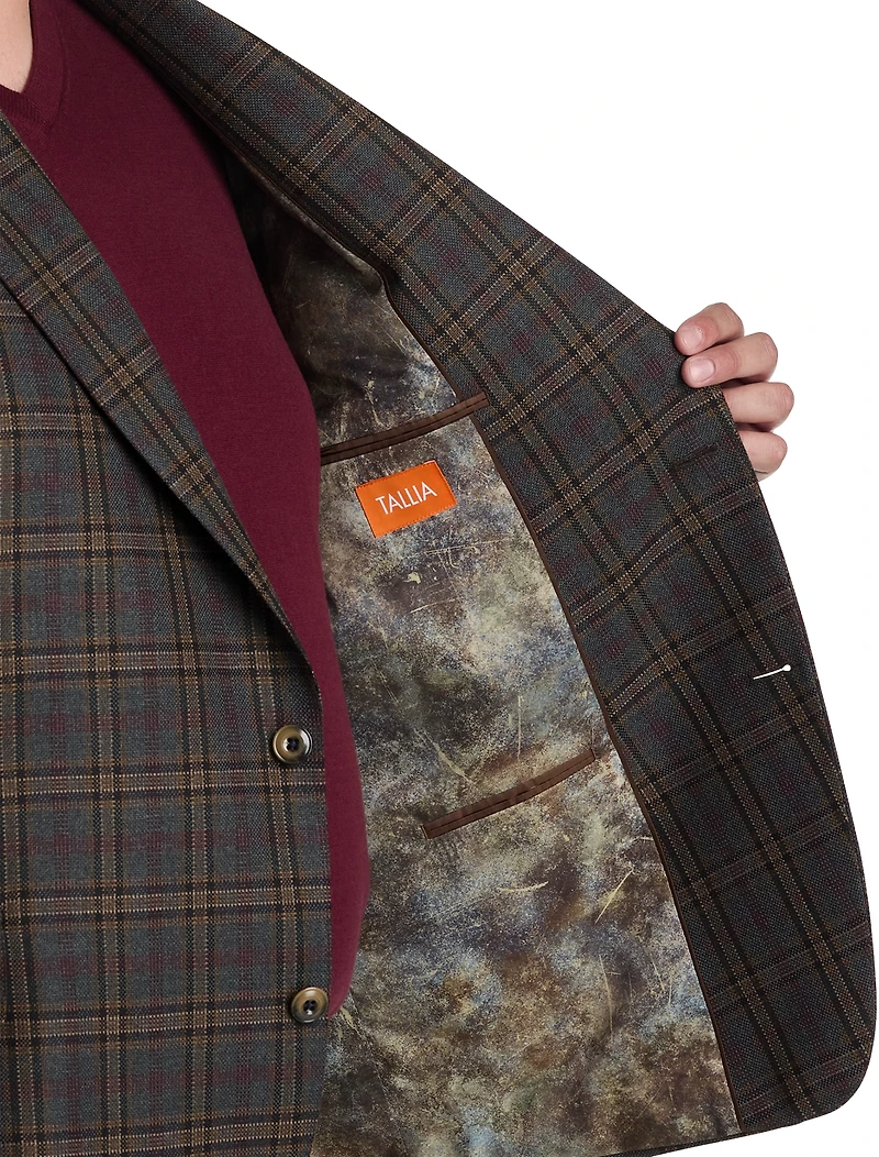 Wool-Blend Plaid Sport Coat
