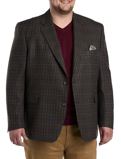 Wool-Blend Plaid Sport Coat
