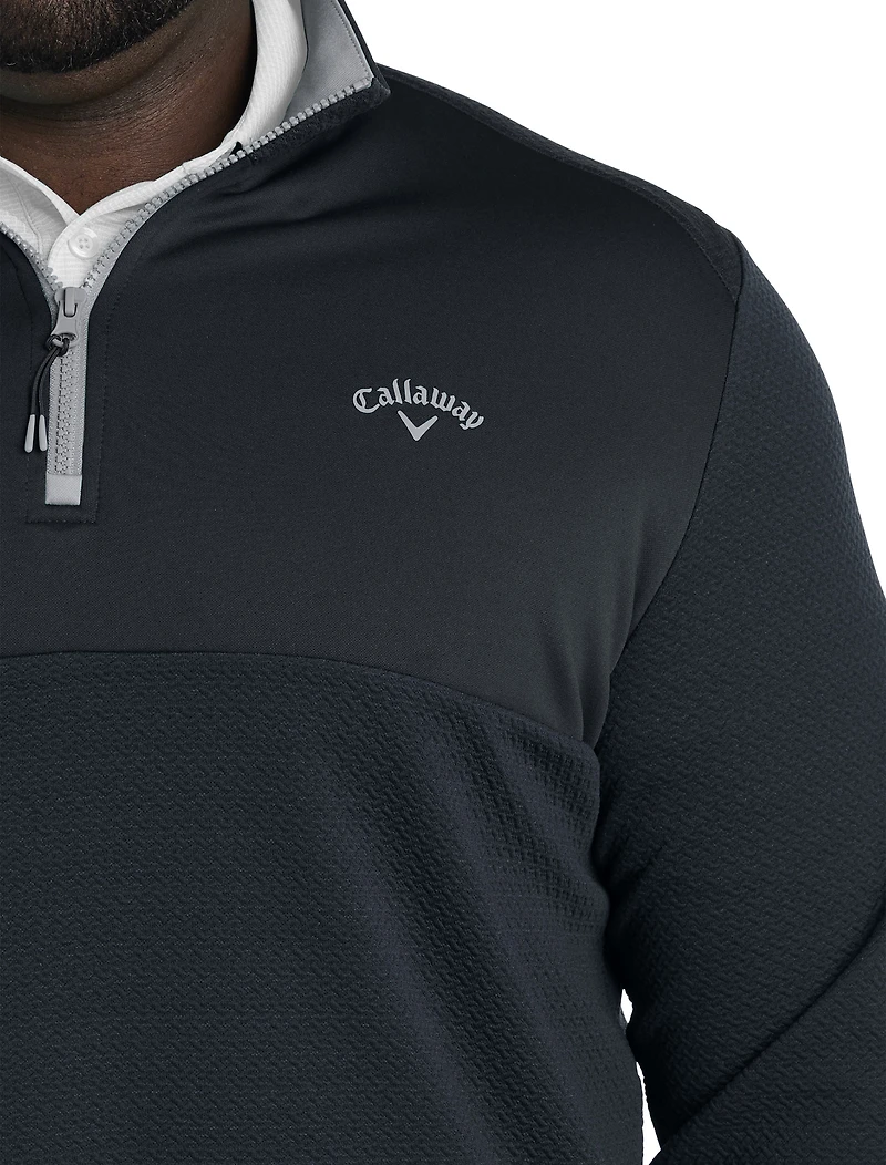 1/4-Zip Textured Mixed Media Pullover