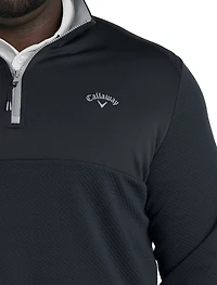 1/4-Zip Textured Mixed Media Pullover