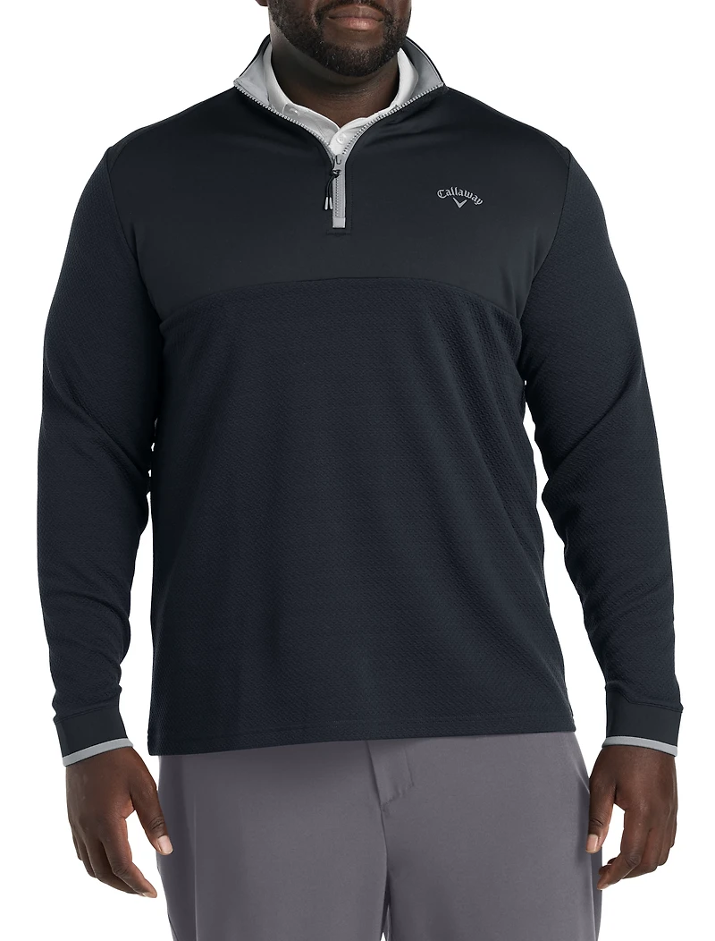 1/4-Zip Textured Mixed Media Pullover