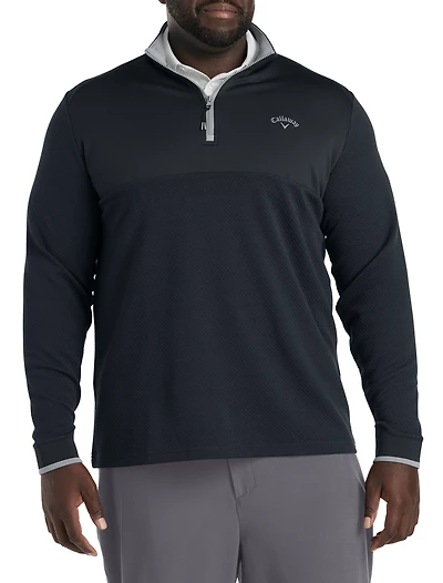 1/4-Zip Textured Mixed Media Pullover