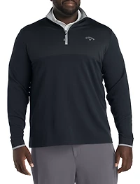 1/4-Zip Textured Mixed Media Pullover