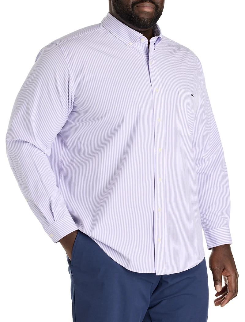 Stretch Poplin Striped Sport Shirt