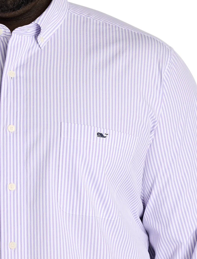 Stretch Poplin Striped Sport Shirt