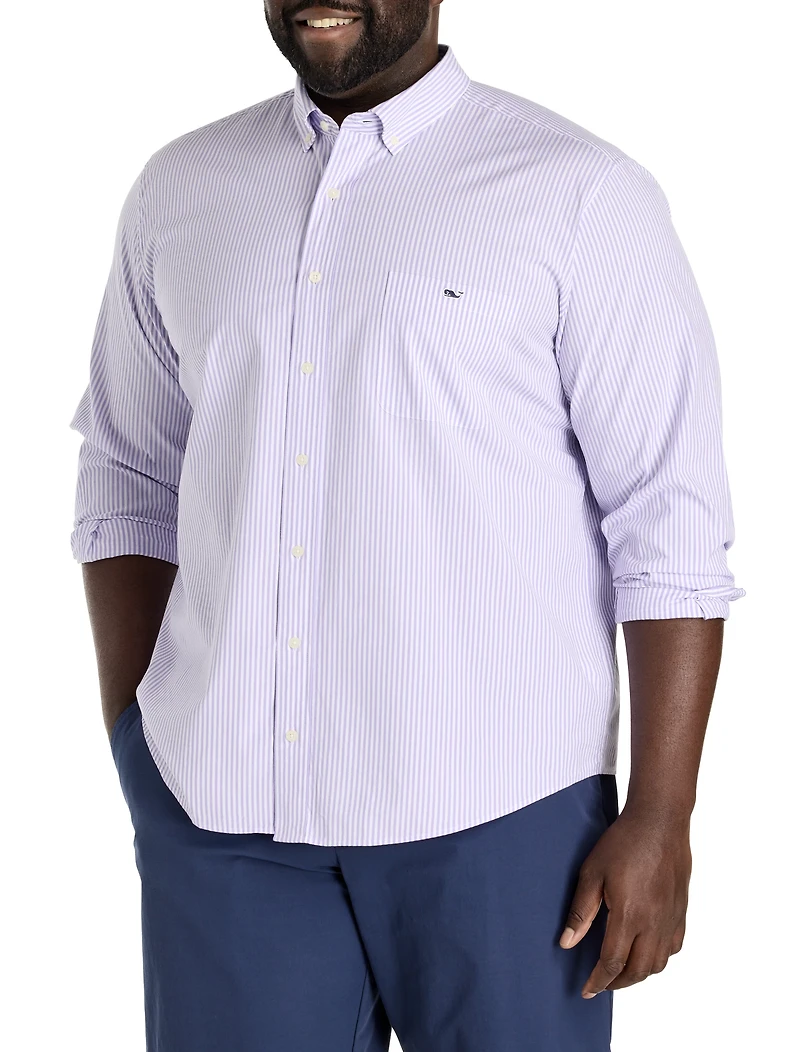 Stretch Poplin Striped Sport Shirt