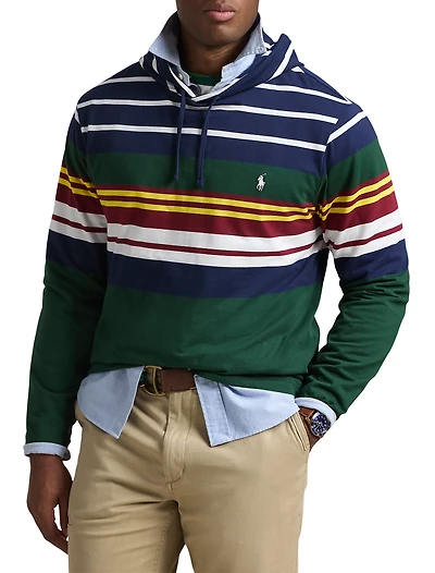 Striped Long-Sleeve Hooded T-Shirt 