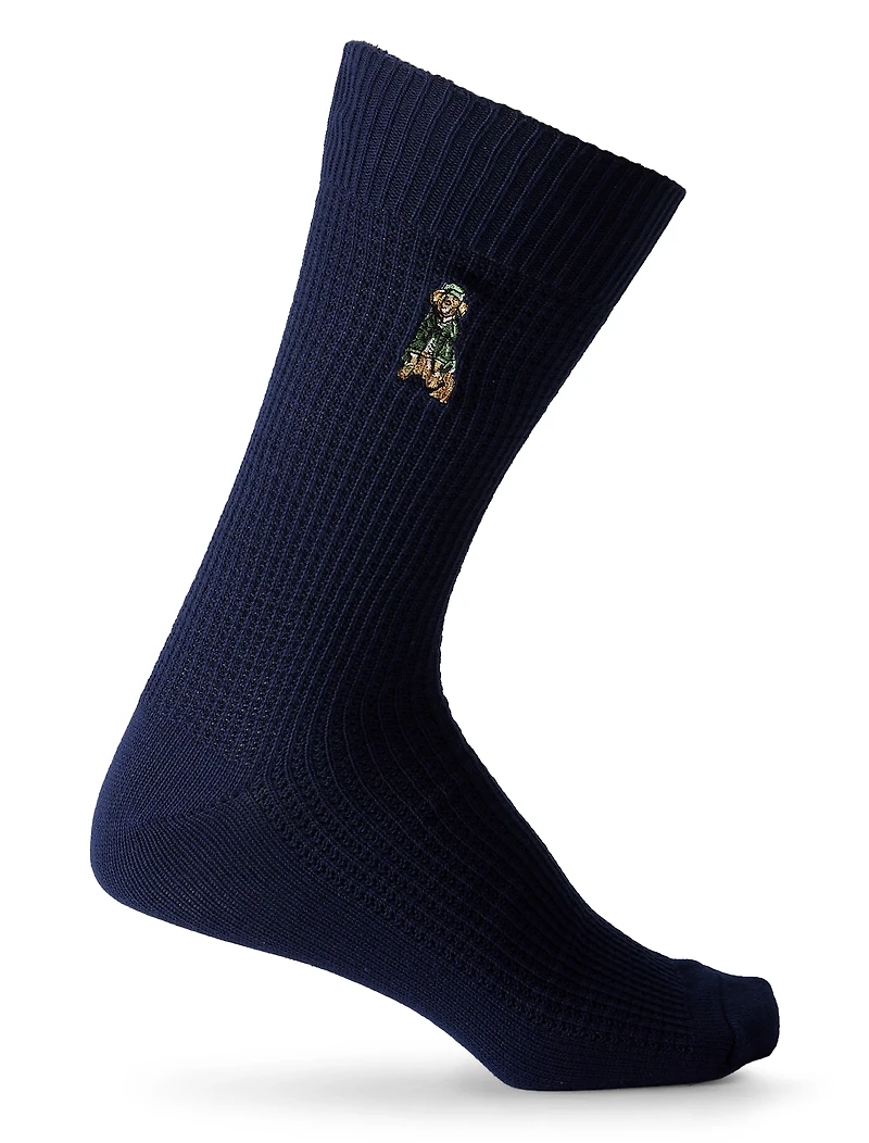 Waffle-Knit Dog Crew Socks