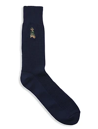 Waffle-Knit Dog Crew Socks