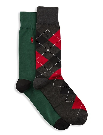 2-pk Argyle Crew Socks