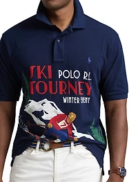 Ski-Print Mesh Polo Shirt