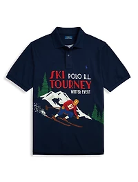 Ski-Print Mesh Polo Shirt
