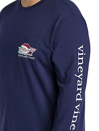 Long-Sleeve Santa Whale T-Shirt 