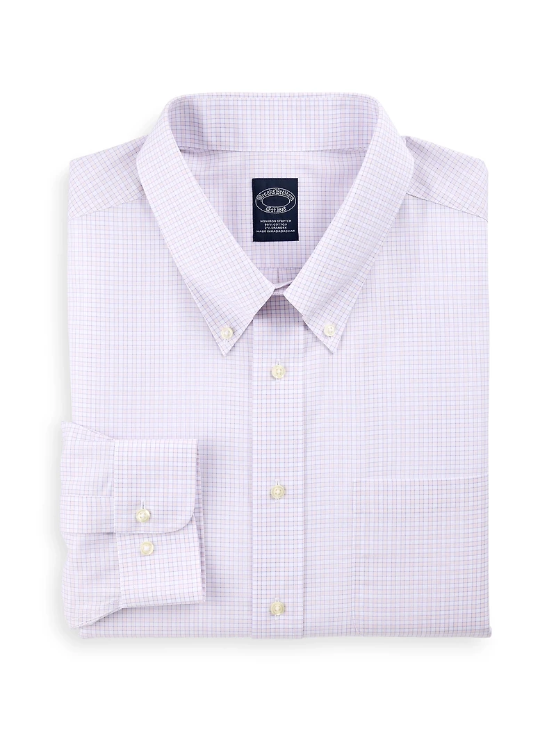 Non-Iron Grid Patterned Dress Shirt