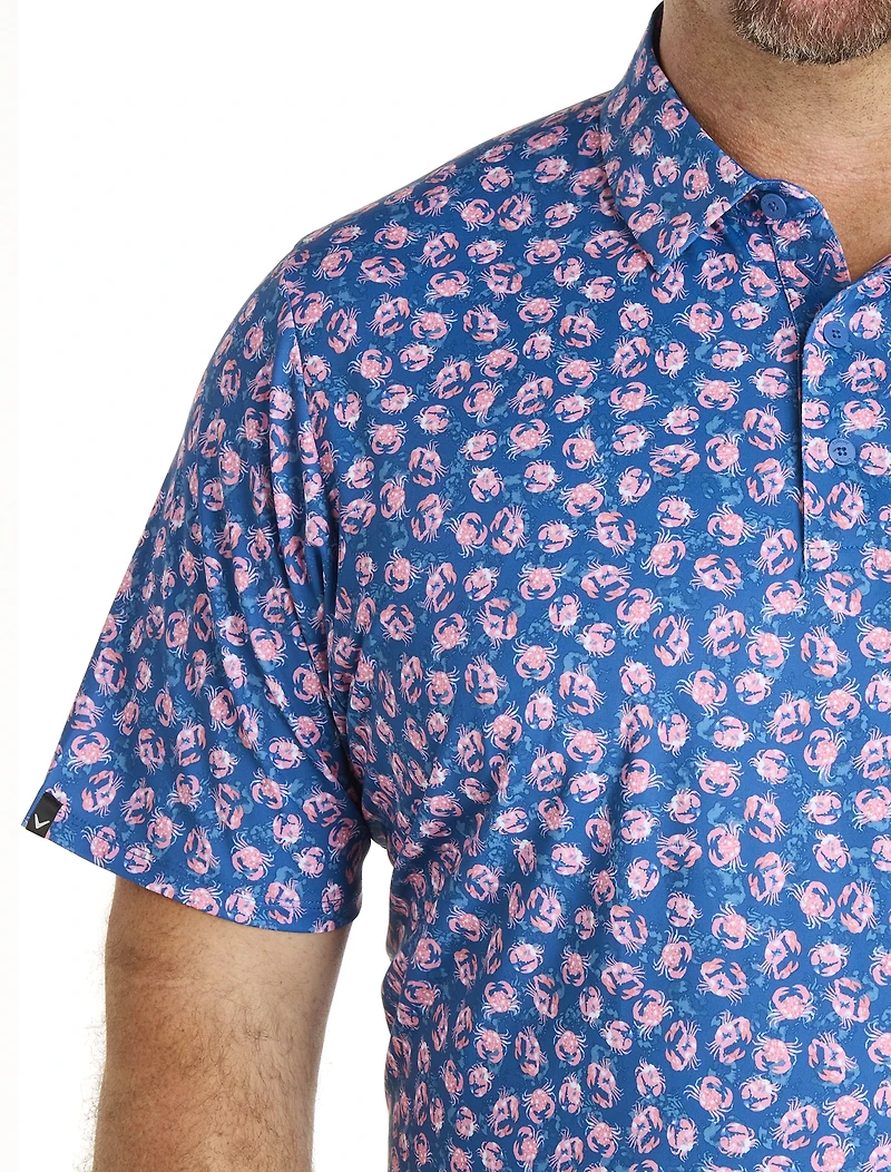 Crab Print Performance Polo Shirt