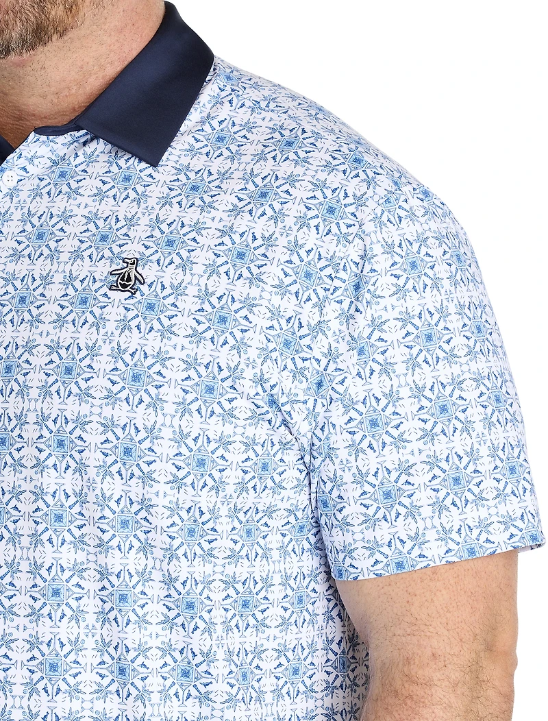 Pete's Cocktail Windowpane Patterned Polo Shirt