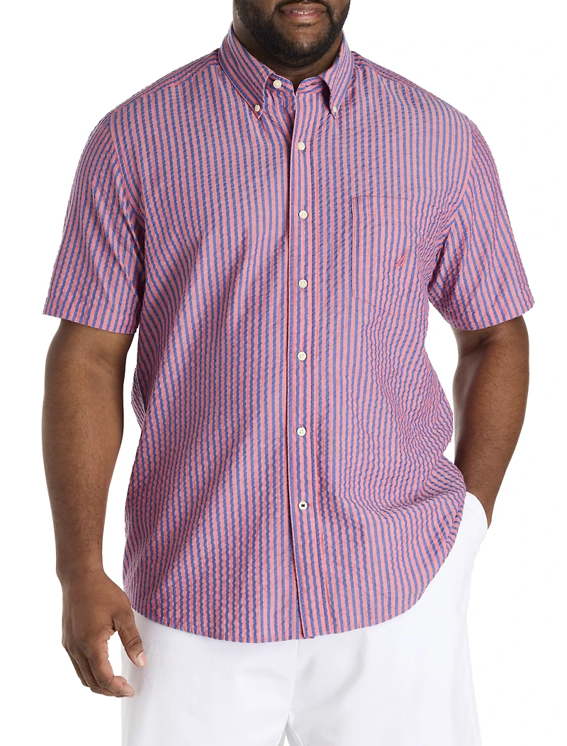 Seersucker Striped Sport Shirt