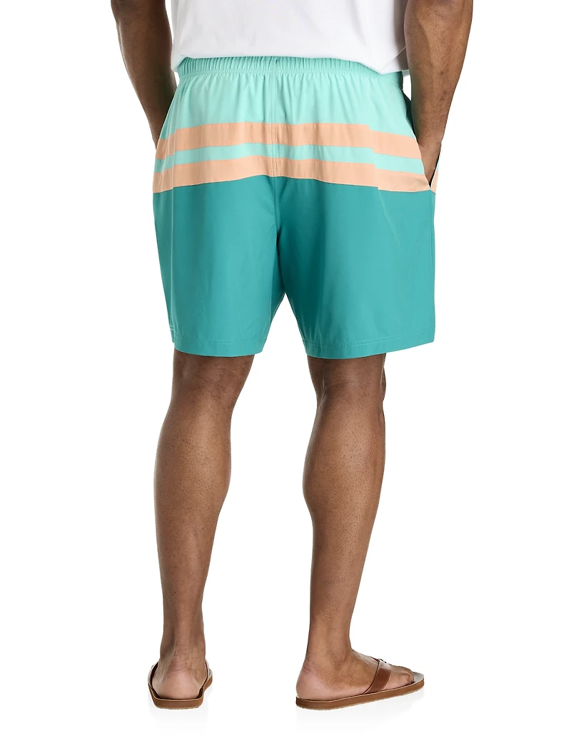Colorblocked Striped Board Shorts