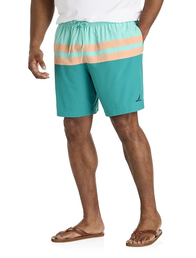 Colorblocked Striped Board Shorts