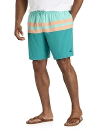 Colorblocked Striped Board Shorts