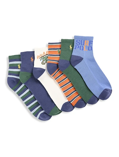 6-pk Surf Quarter-Top Athletic Socks