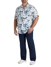 Abstract Leaf Patterned Sport Shirt