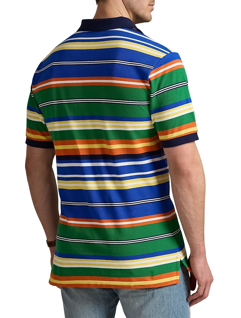 Striped Mesh Polo Shirt