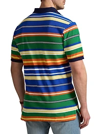 Striped Mesh Polo Shirt